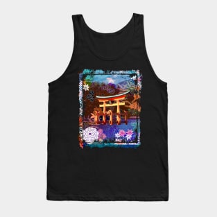 Japan Torii Gate In Water Mountain Collage Art 73 Tank Top